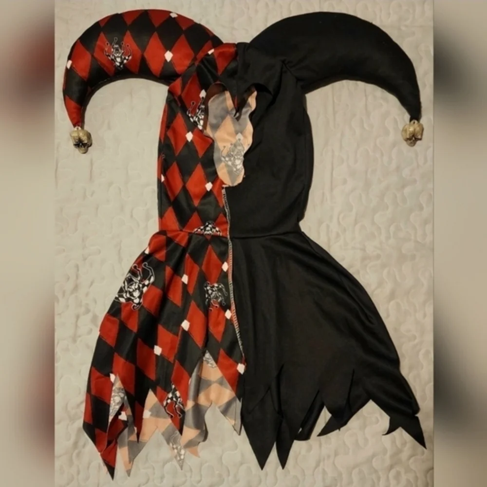 Kid's Spirit Halloween Sinister‎ Jester Costume - Size Large 10/12